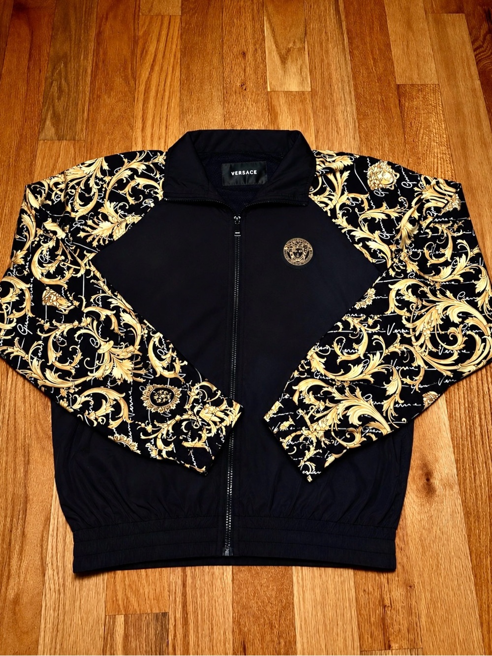 Versace Gold Hibiscus Black Lightweight Runway Jacket 🔥🔥